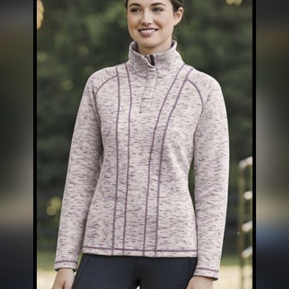 Dover Saddlery Womens Textured Snap Neck Pullover Mulberry Heather Size Large